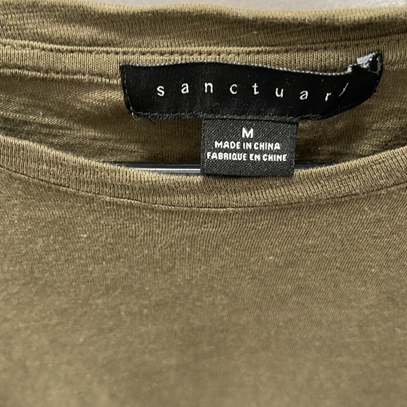 Sanctuary short sleeve olive green size medium elastic bottom shirt - Picture 2 of 3